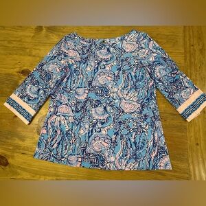 Lilly Pulitzer Waverly Top in Lapis Lazuli Horseshoe Bay